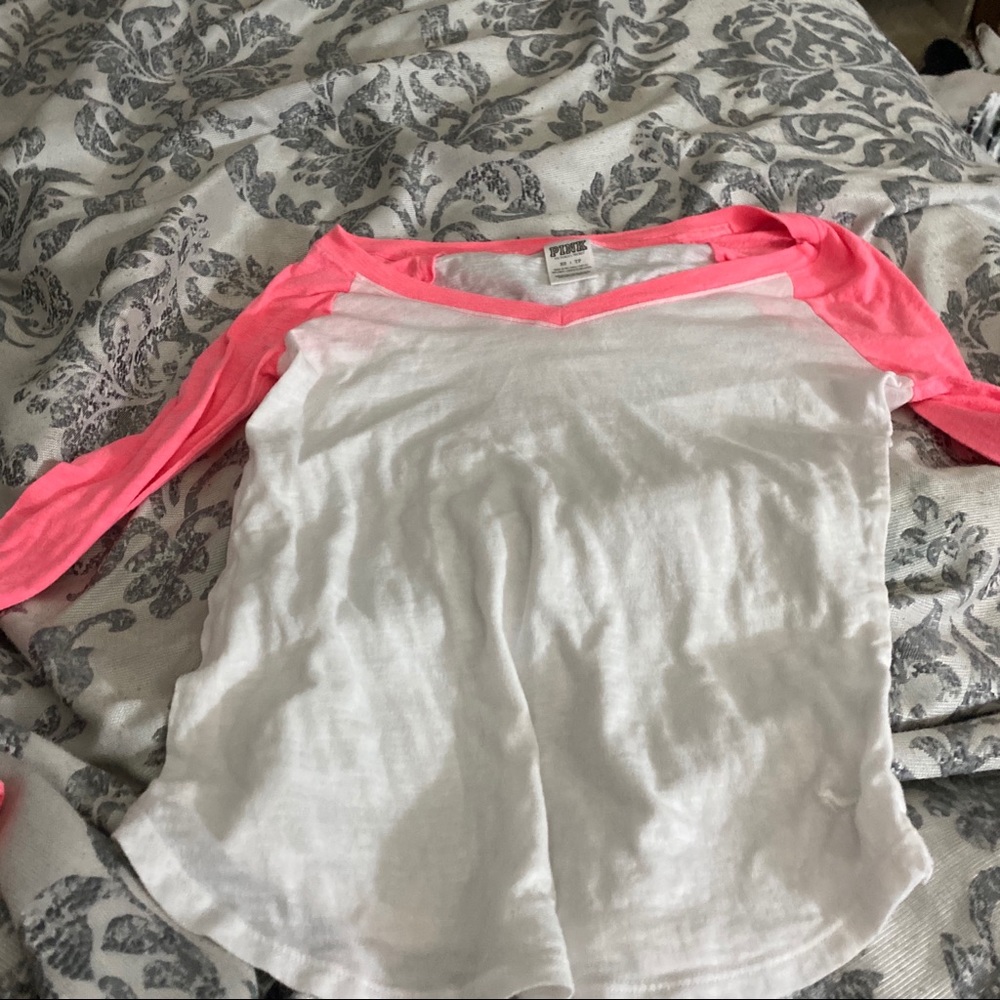 Pink and white tee shirt
